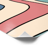 Abstrakt Retro 70er Marble Blue Red Groovtern Must Poster (Ecke)