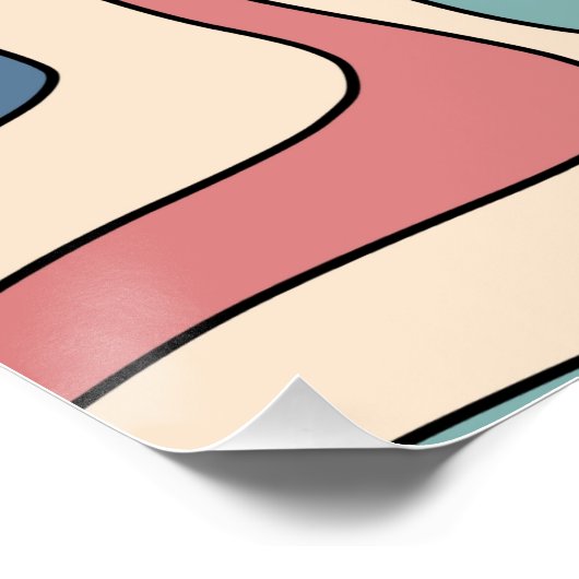 Abstrakt Retro 70er Marble Blue Red Groovtern Must Poster (Ecke)