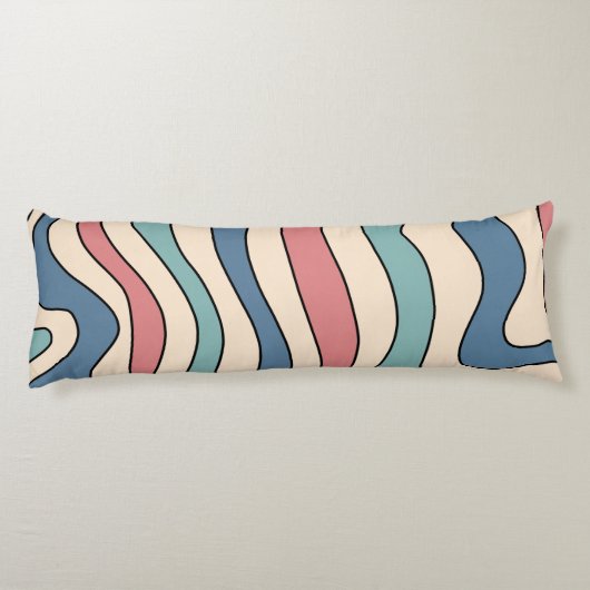 Abstrakt Retro 70er Marble Blue Red Groovtern Must Seitenschläferkissen (Rückseite)