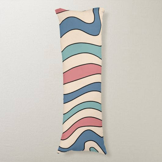 Abstrakt Retro 70er Marble Blue Red Groovtern Must Seitenschläferkissen (Vorderseite Vertikal)