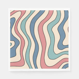 Abstrakt Retro 70er Marble Blue Red Groovtern Must Serviette