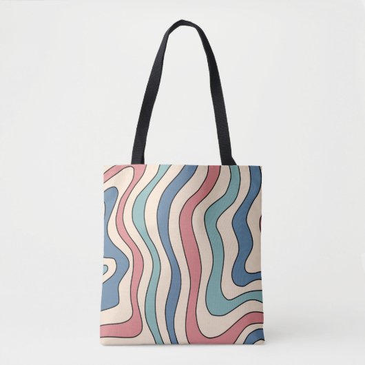 Abstrakt Retro 70er Marble Blue Red Groovtern Must Tasche (Vorderseite)