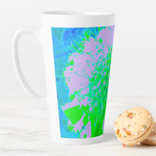Abstrakt retro blume in lila und limettgrün milchtasse