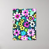 Abstrakt Retro Boho Spring Flowers Viva Magenta Leinwanddruck (Vorderseite)