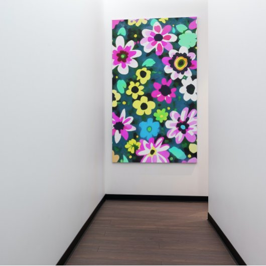 Abstrakt Retro Boho Spring Flowers Viva Magenta Leinwanddruck