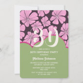 Abstrakt Retro Chamomile floral Green Geburtstag Einladung (Vorderseite)