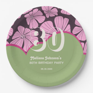 Abstrakt Retro Chamomile floral Green Geburtstag Pappteller