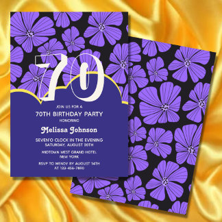 Abstrakt Retro Chamomile Floral Lila Geburtstag Einladung