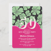 Abstrakt Retro Chamomile Floral Pink Geburtstag Einladung (Vorderseite)