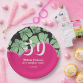 Abstrakt Retro Chamomile Floral Pink Geburtstag Pappteller (Party)