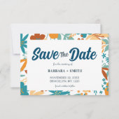 Abstrakt Retro Charm Bright Fett Wildblume Save The Date (Vorderseite)