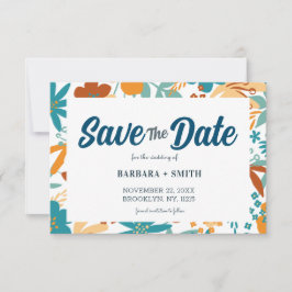 Abstrakt Retro Charm Bright Fett Wildblume Save The Date