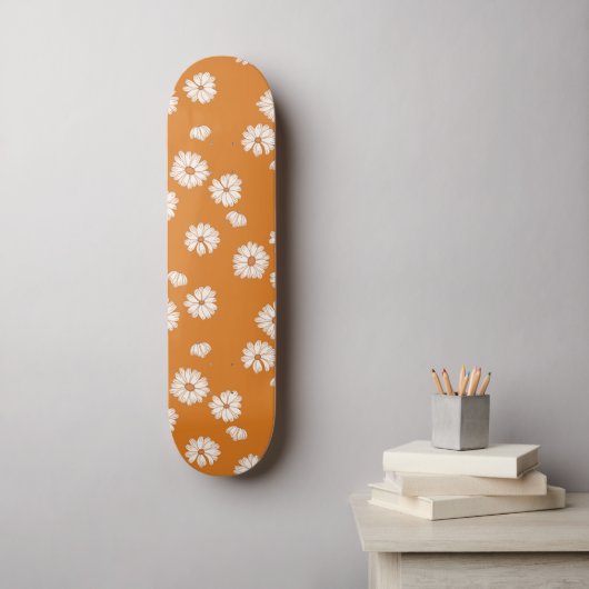 Abstrakt Retro Daisy Floral Pattern 70er 80er Hipp Skateboard (Wandkunst)