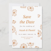 Abstrakt Retro Daisy Muster floral Minimalistisch Save The Date (Vorderseite)