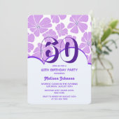 Abstrakt Retro Lila Chamomile Blume Geburtstag Einladung (Stehend Vorderseite)