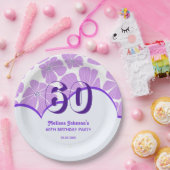 Abstrakt Retro Lila Chamomile Blume Geburtstag Pappteller (Party)