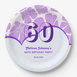 Abstrakt Retro Lila Chamomile Blume Geburtstag Pappteller