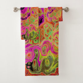 Abstrakt Retro Liquid Swirl Badhandtuch Set
