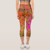 Abstrakt Retro Liquid Swirl Capri Leggings (Rückseite)