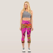Abstrakt Retro Liquid Swirl Capri Leggings (Vorderseite)