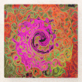 Abstrakt Retro Liquid Swirl Glasuntersetzer (Vorderseite)