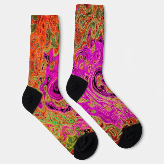 Abstrakt Retro Liquid Swirl Socken (Rechts)