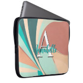 Abstrakt Retro Modernes Pfirsichrost Aquamarin Laptopschutzhülle (Vorne Rechts)