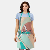 Abstrakt Retro Modernes Pfirsichrost Aquamarin Schürze (Getragen)