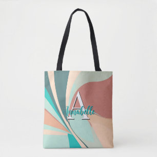 Abstrakt Retro Modernes Pfirsichrost Aquamarin Tasche