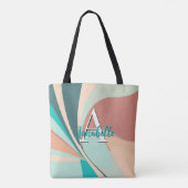 Abstrakt Retro Modernes Pfirsichrost Aquamarin Tasche (Rückseite)