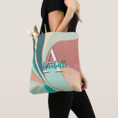 Abstrakt Retro Modernes Pfirsichrost Aquamarin Tasche (Von Nahem)