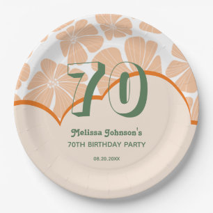 Abstrakt Retro Orange Chamomile Blume Geburtstag Pappteller
