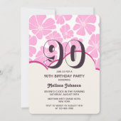 Abstrakt Retro Pink Chamomile Blume Geburtstag Einladung (Vorderseite)