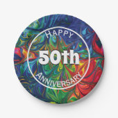 Abstrakt Retro Psychedelic Happy 50. Custom Pappteller (Vorderseite)