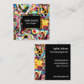 Abstrakt Retro Rainbow Psychedelic Lava  Quadratische Visitenkarte (Vorne/Hinten)