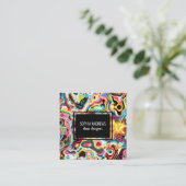 Abstrakt Retro Rainbow Psychedelic Lava  Quadratische Visitenkarte (Stehend Vorderseite)