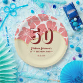 Abstrakt Retro Red Chamomile Blume Geburtstag Pappteller (Party)