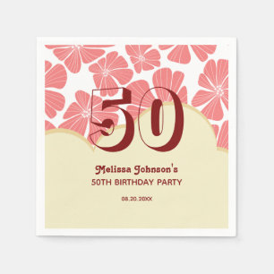 Abstrakt Retro Red Chamomile Blume Geburtstag Serviette