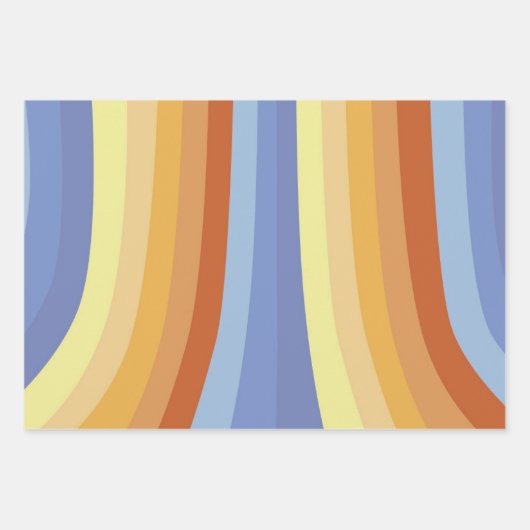 Abstrakt Retro Regenbogen Streifen 60er 70er Wave  Geschenkpapier Set (Vorderseite 2)
