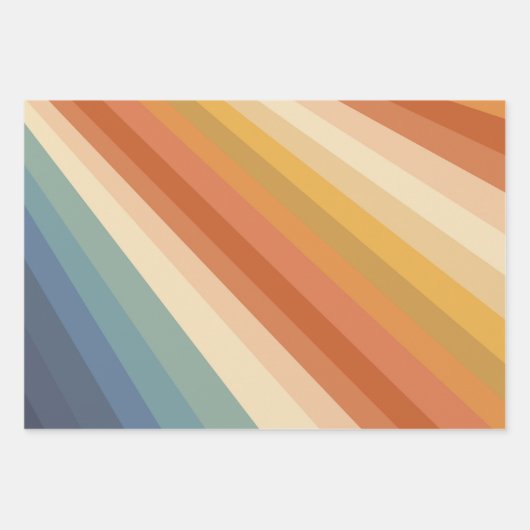 Abstrakt Retro Regenbogen Streifen 60er 70er Wave Geschenkpapier Set (Vorderseite)