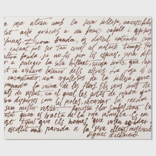 Abstrakt Retro unlesbarer, braun geschriebener Tex Geschenkpapier (Flach)