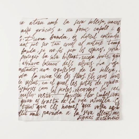 Abstrakt Retro unlesbarer, braun geschriebener Tex Wandteppich (Vorderseite)