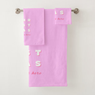 Abstrakt Retro Weihnachten Rosa Feiertag Dekoratio Badhandtuch Set