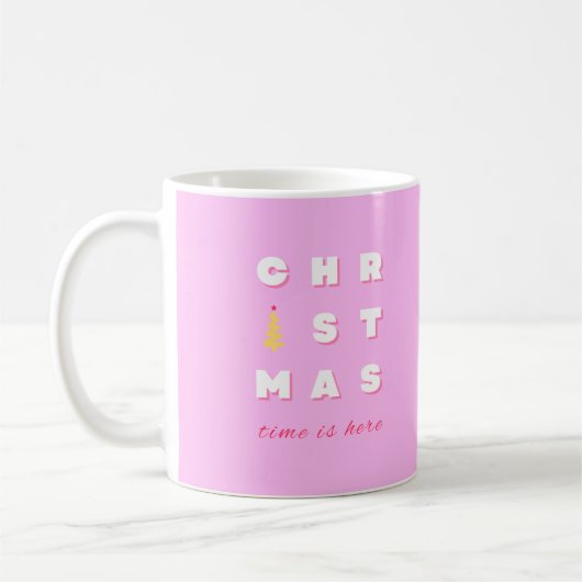 Abstrakt Retro Weihnachten Rosa Feiertag Dekoratio Kaffeetasse (Links)