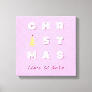 Abstrakt Retro Weihnachten Rosa Feiertag Dekoratio Leinwanddruck