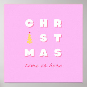 Abstrakt Retro Weihnachten Rosa Feiertag Dekoratio Poster