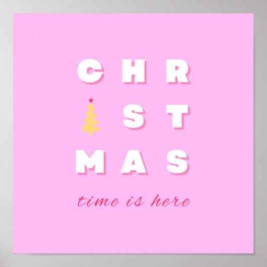 Abstrakt Retro Weihnachten Rosa Feiertag Dekoratio Poster (Vorne)