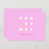 Abstrakt Retro Weihnachten Rosa Feiertag Dekoratio Postkarte (Vorne/Hinten)