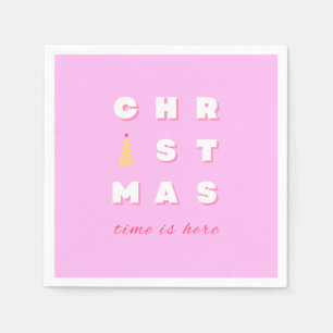 Abstrakt Retro Weihnachten Rosa Feiertag Dekoratio Serviette