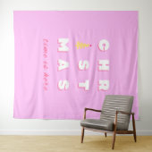 Abstrakt Retro Weihnachten Rosa Feiertag Dekoratio Wandteppich (Beispiel (Horizontal))